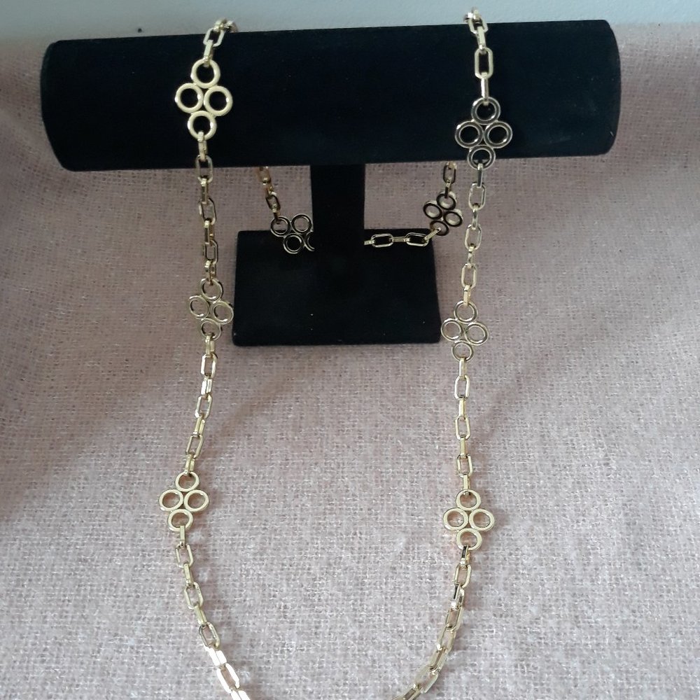 Tory Burch Clover Station Chain Necklace, Gold, 41"